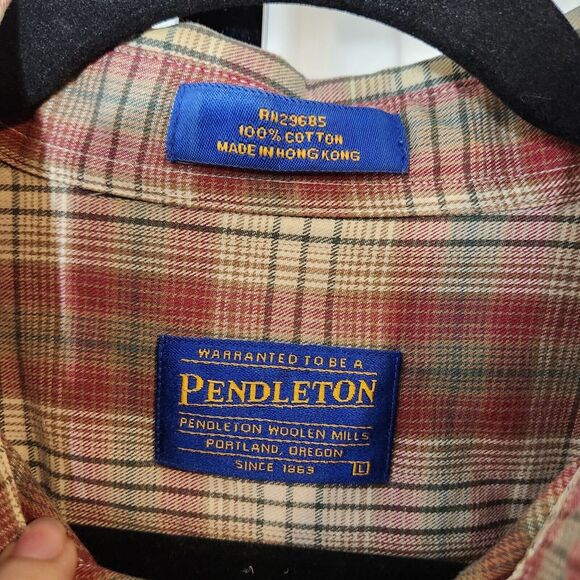 Pendleton Vintage 100% Cotton Mens Button Down Shirt Plaid Large Long Sleeve Vtg - Picture 4 of 9
